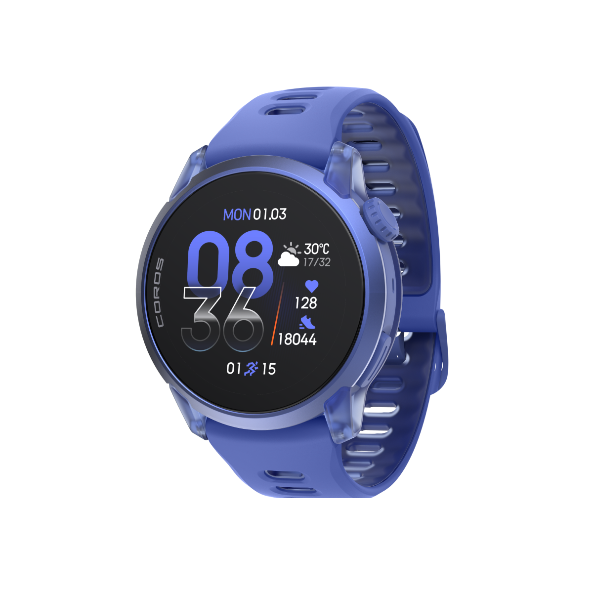 Front three-quarter view of COROS PACE 4 Ultraviolet / Silicone / Ultraviolet